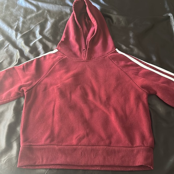 dark red maroon burgundy cropped hoodie with tracksuit design - Picture 1 of 3